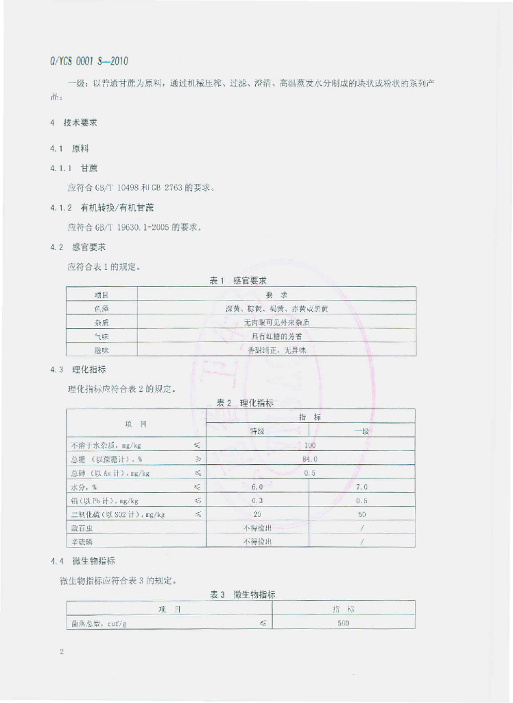 Q/YCS 0001S-2010 标准预览