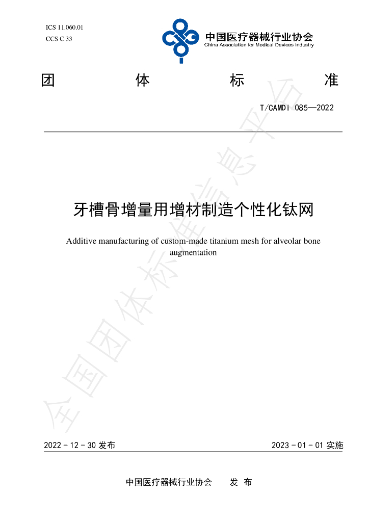 T/CAMDI 085-2022 标准预览