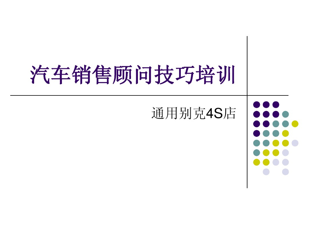 通用别克4S店汽车销售顾问技巧培训