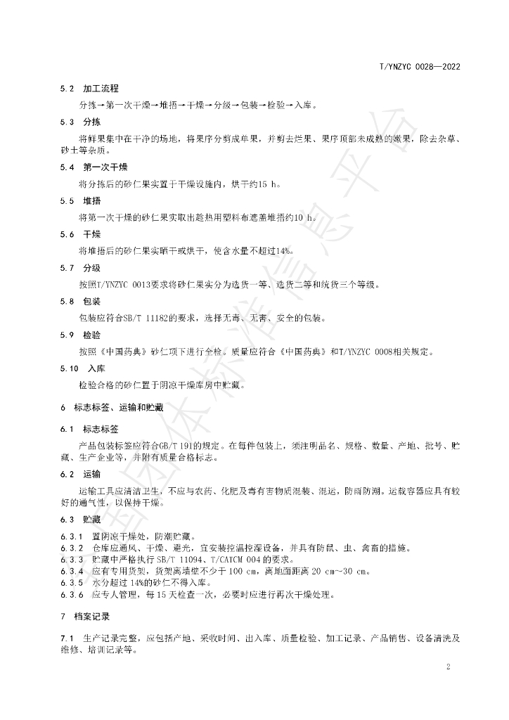 T/YNZYC 0028-2022 标准预览
