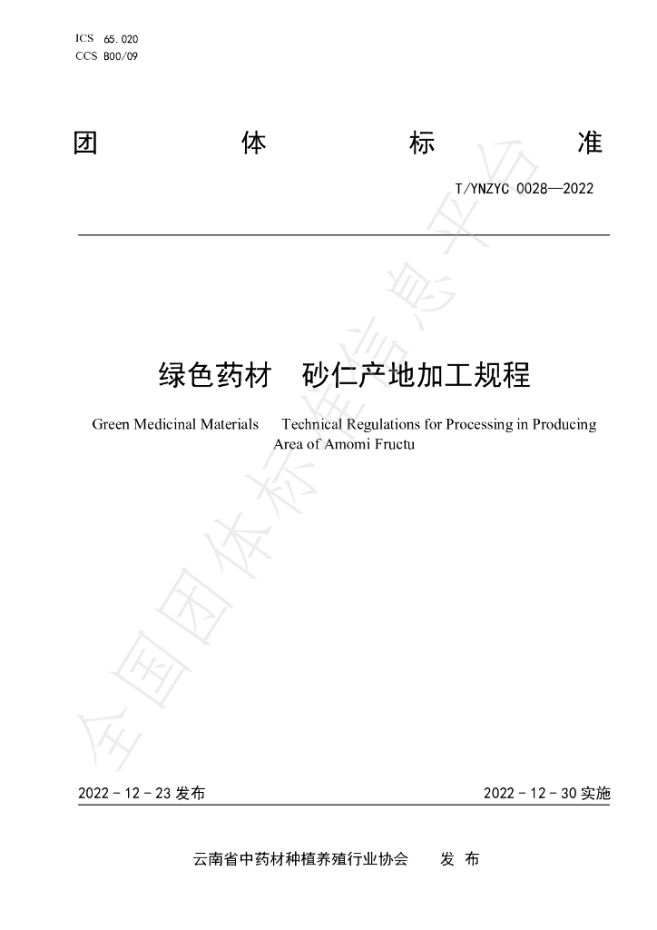 T/YNZYC 0028-2022 标准预览