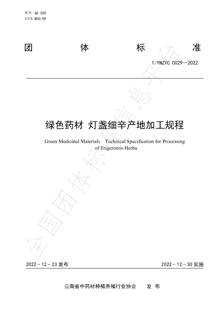 T/YNZYC 0029-2022 标准预览