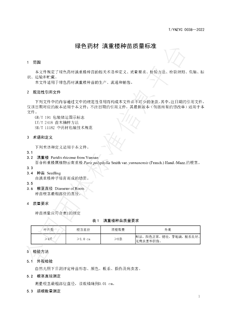 T/YNZYC 0038-2022 标准预览