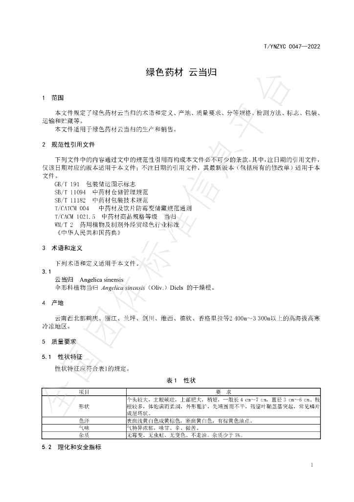 T/YNZYC 0047-2022 标准预览