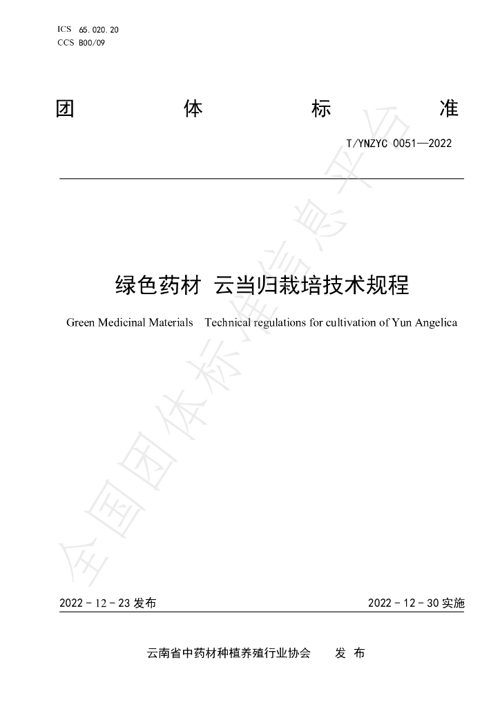 T/YNZYC 0051-2022 标准预览