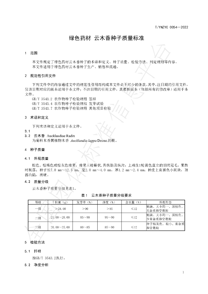 T/YNZYC 0054-2022 标准预览