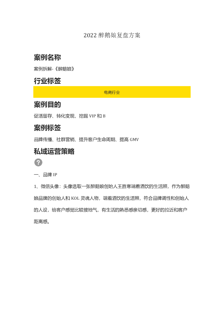 2022醉鹅娘复盘方案（品牌传播、社群营销）