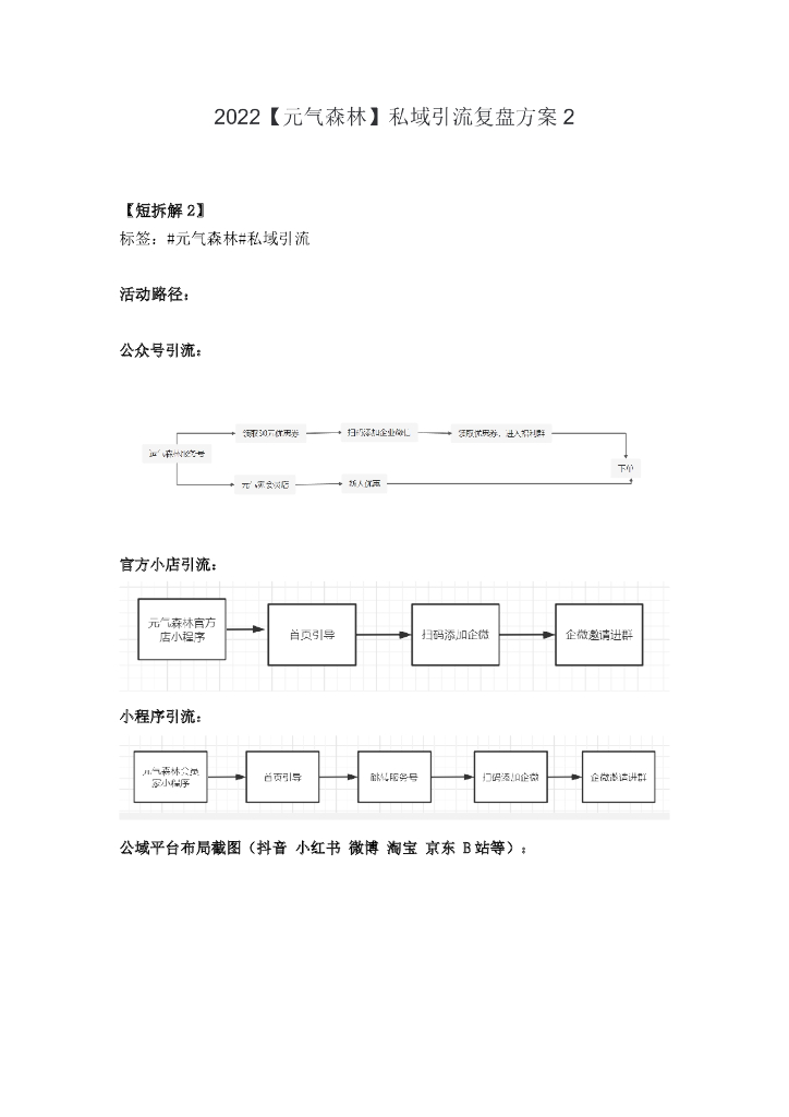 2022元气森林私域线上引流复盘方案2