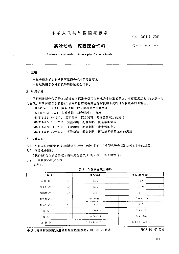 GB 14924.5-2001 标准预览