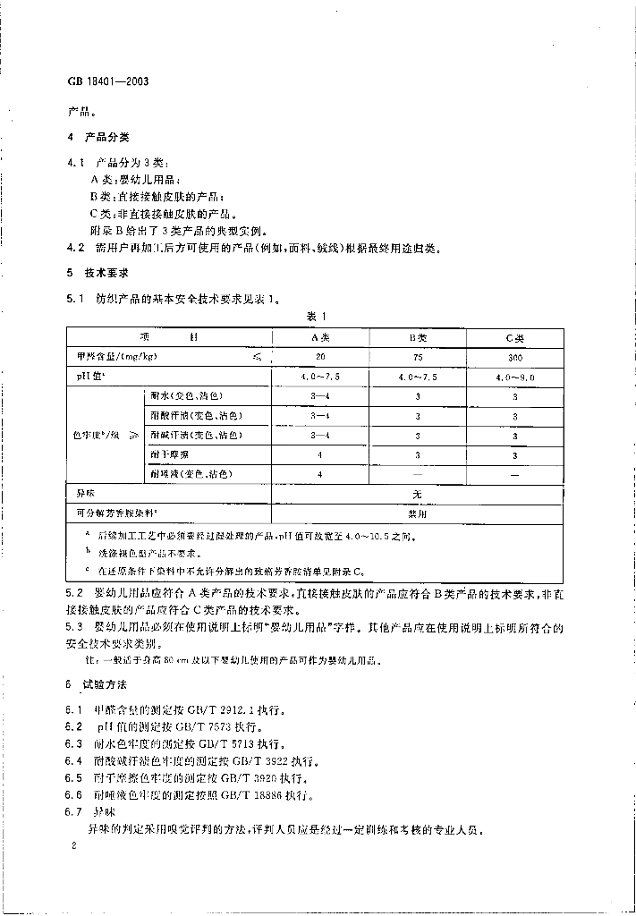 GB 18401-2003 标准预览