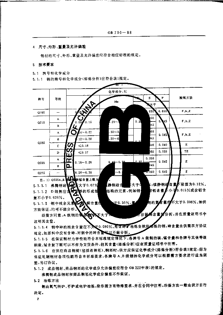 GB 700-1988 标准预览