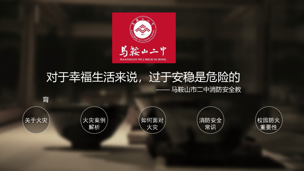 安徽马鞍山二中《对于幸福生活来说，过于安稳是危险的》消防安全课件