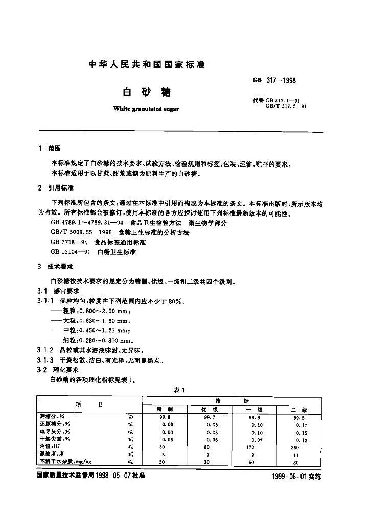 GB 317-1998 标准预览