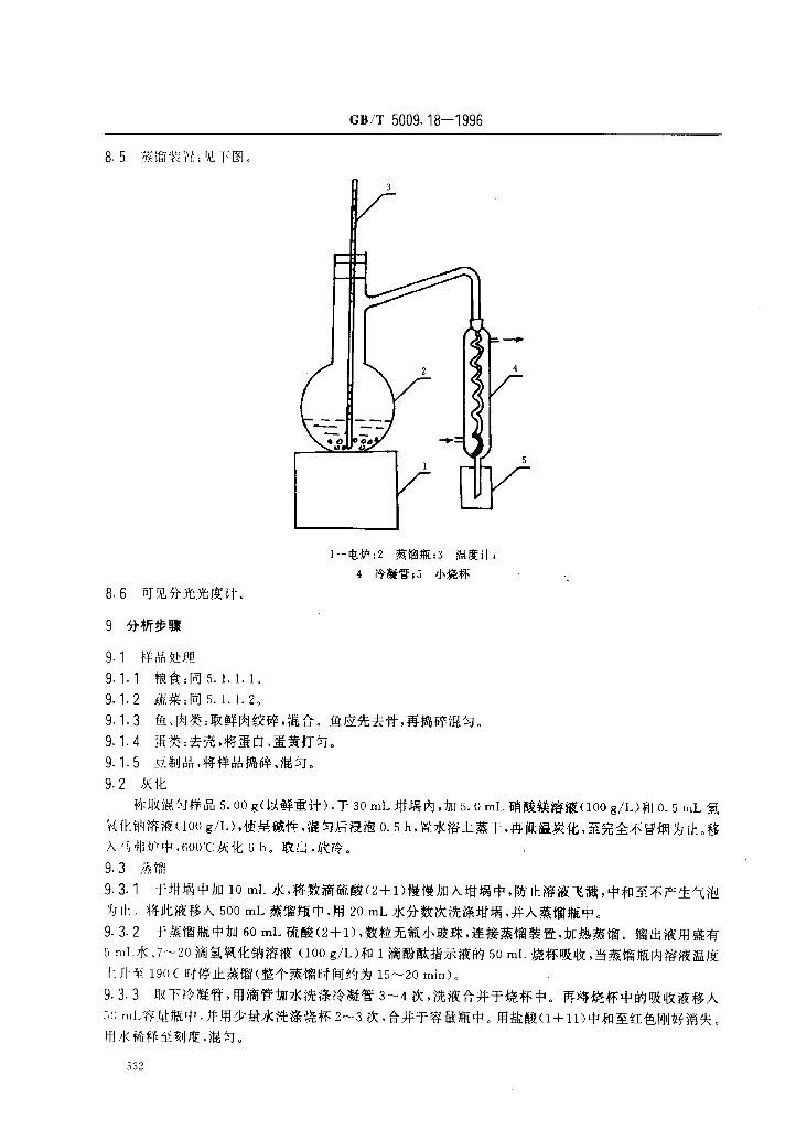 GB/T 5009.18-1996 标准预览