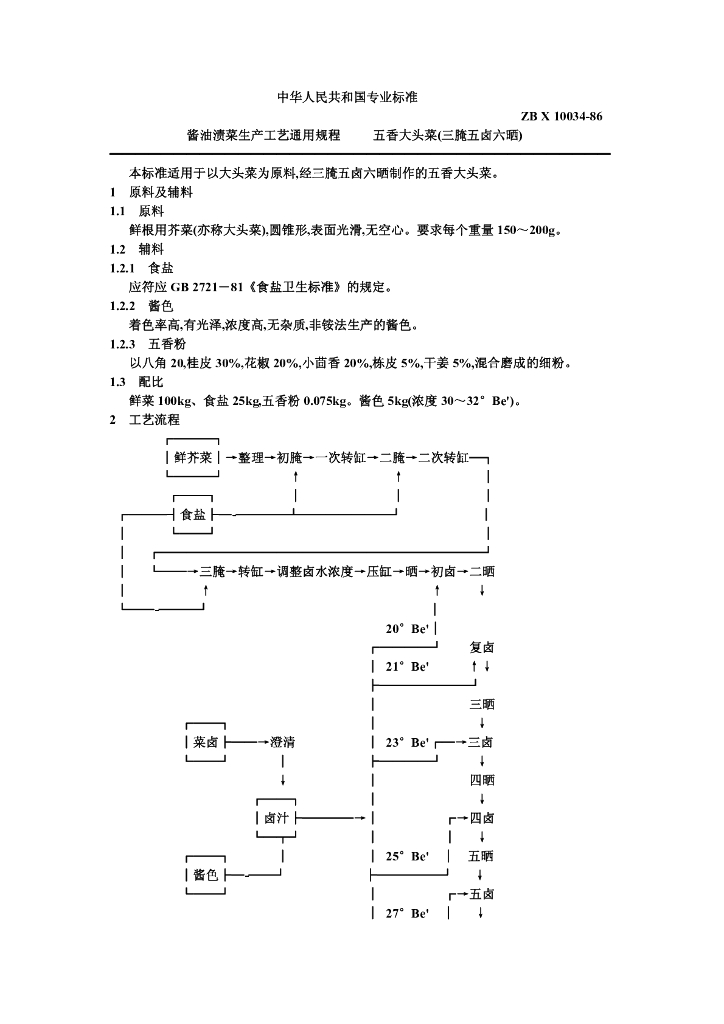 ZB X 10034-1986 标准预览
