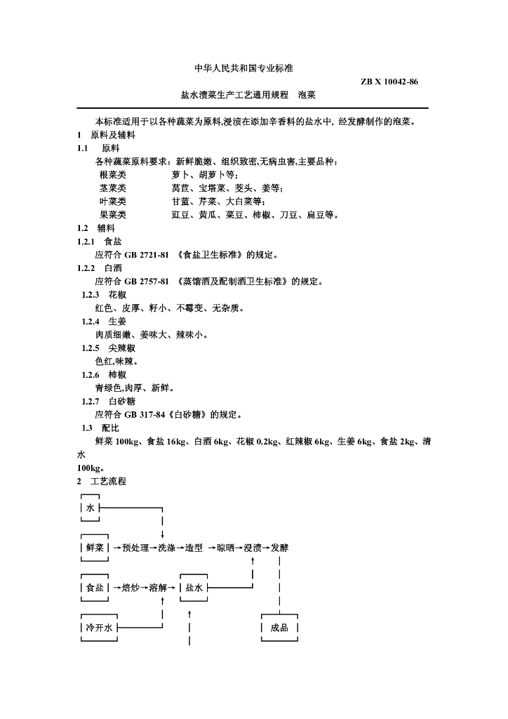 ZB X 10042-1986 标准预览
