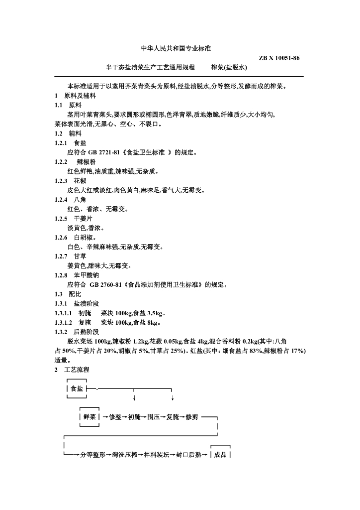 ZB X 10051-1986 标准预览