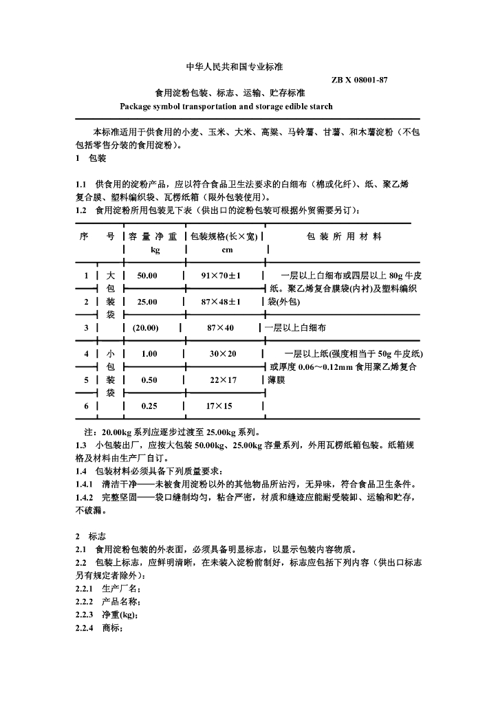 ZB X 08001-1987 标准预览