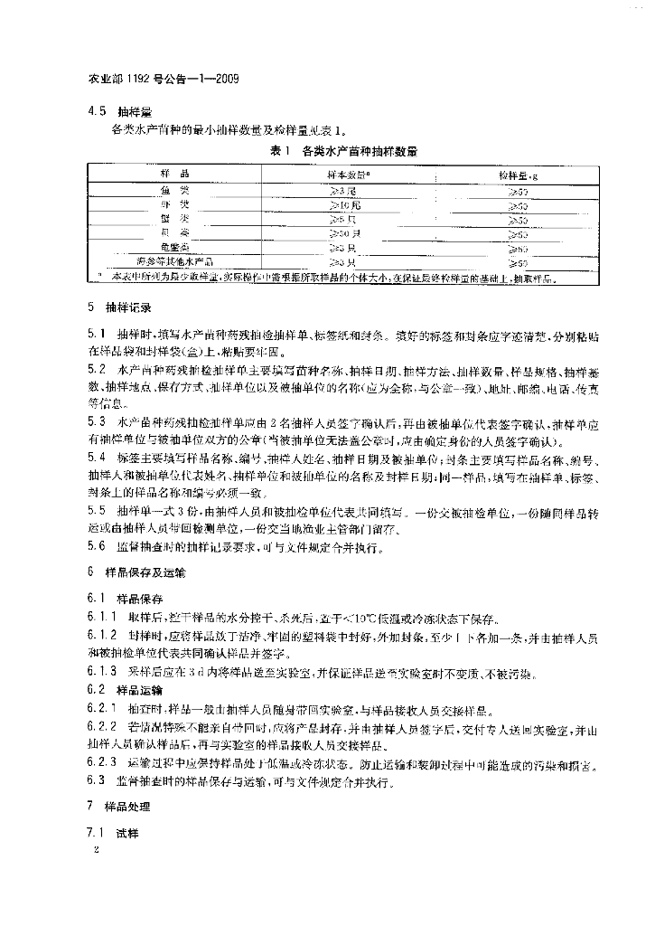 农业部1192号公告-1-2009 标准预览