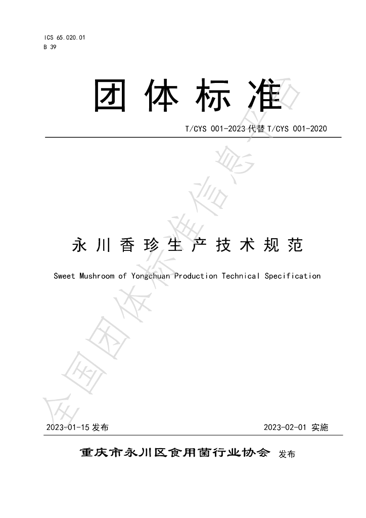 T/CYS 001-2023 标准预览