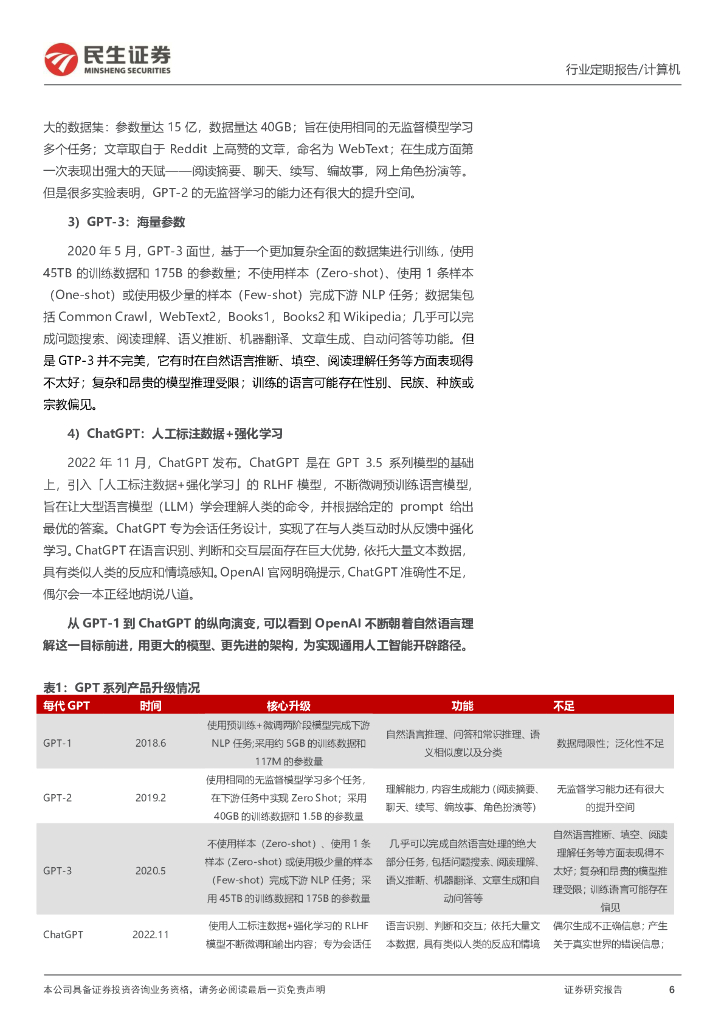 民生证券：计算机行业周报：ChatGPT：AI时代资本定价标杆性事件_第6页