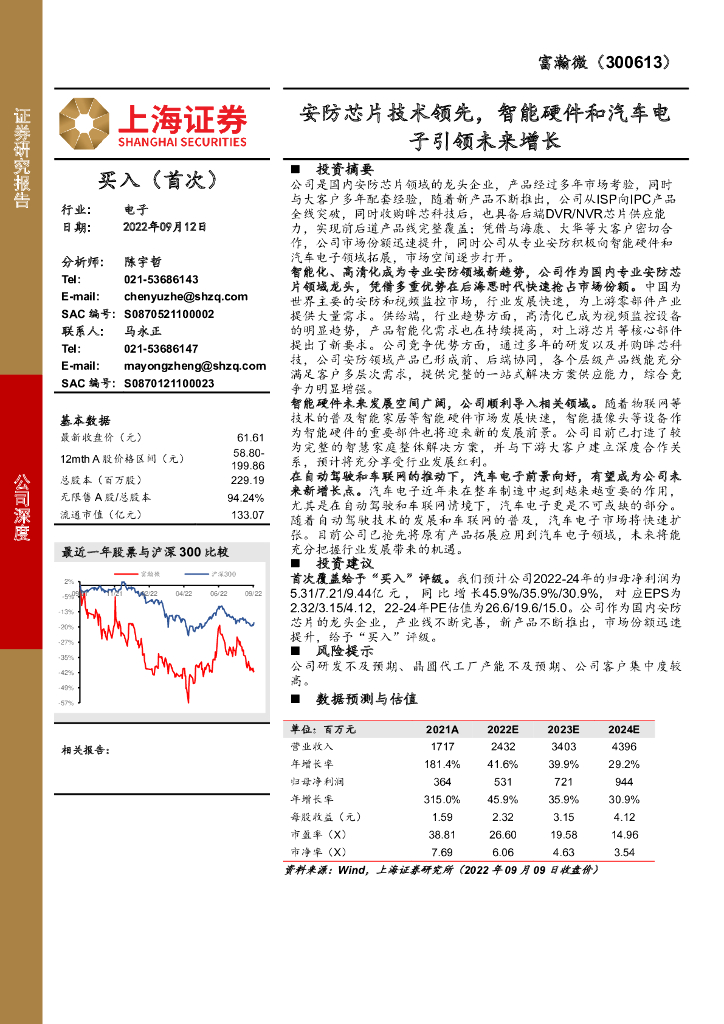 上海证券：富瀚微（300613）-安防<em>芯片</em>技术领先，智能硬件和汽车电子引领未来增长 海报
