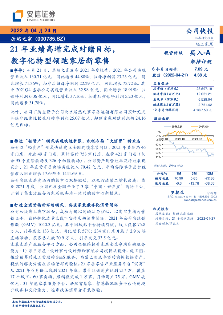安信证券：居然之家（000785）-21年业绩高增完成对赌目标，<em>数字化转型</em>领跑家居新零售 海报