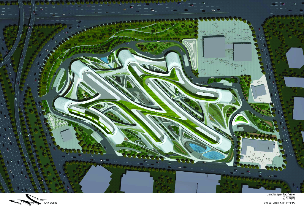 扎哈事务所—上海凌空SOHO商务广场景观概念方案