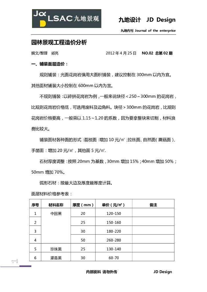 园林景观造价分析
