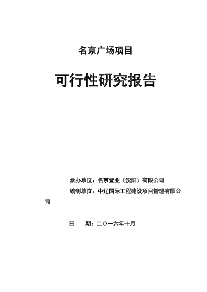 商业广场项目_名京广场项目可行性研究报告