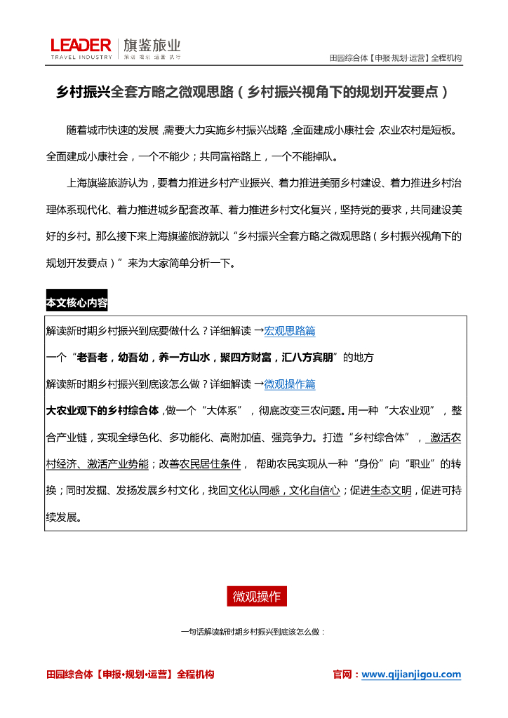 乡村振兴全套方略之微观思路-乡村振兴视角