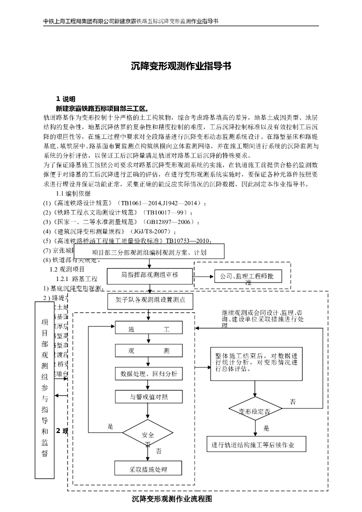 中国中铁沉降变形观测作业指导书附表丰富