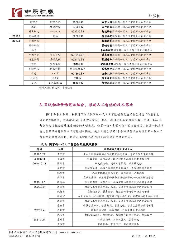 中原证券：人工智能专题研究（一）：ChatGPT的出现有望加速我国在人工智能领域政策的出台_第8页
