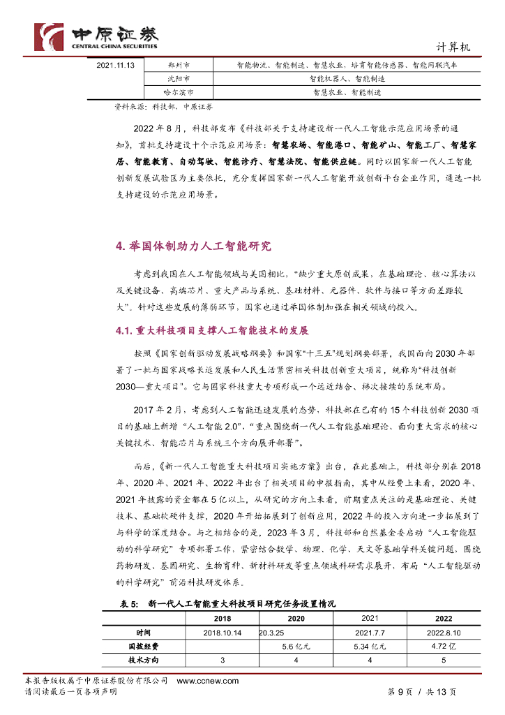 中原证券：人工智能专题研究（一）：ChatGPT的出现有望加速我国在人工智能领域政策的出台_第9页