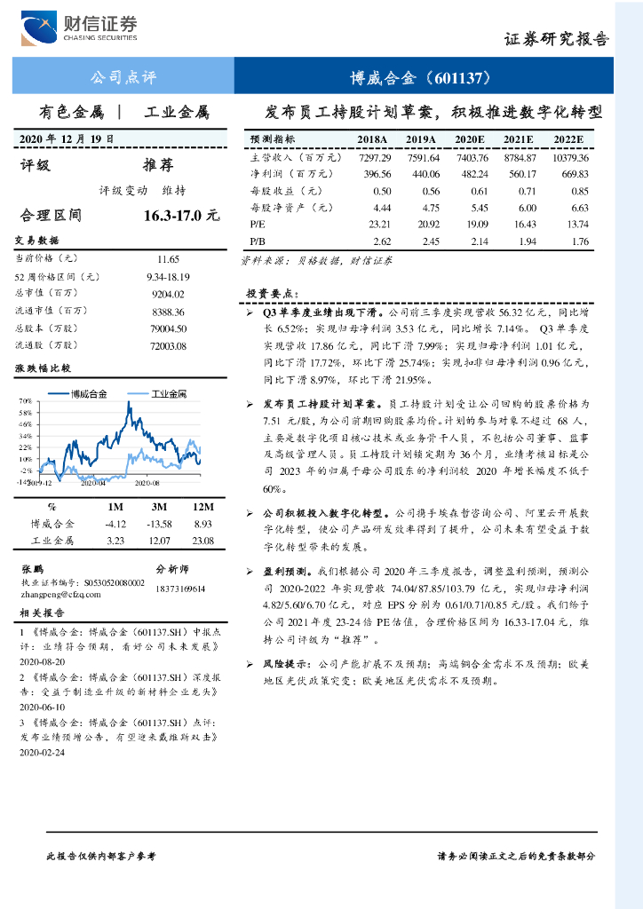 财信证券：博威合金（601137）-发布员工持股计划草案，积极推进<em>数字化转型</em> 海报