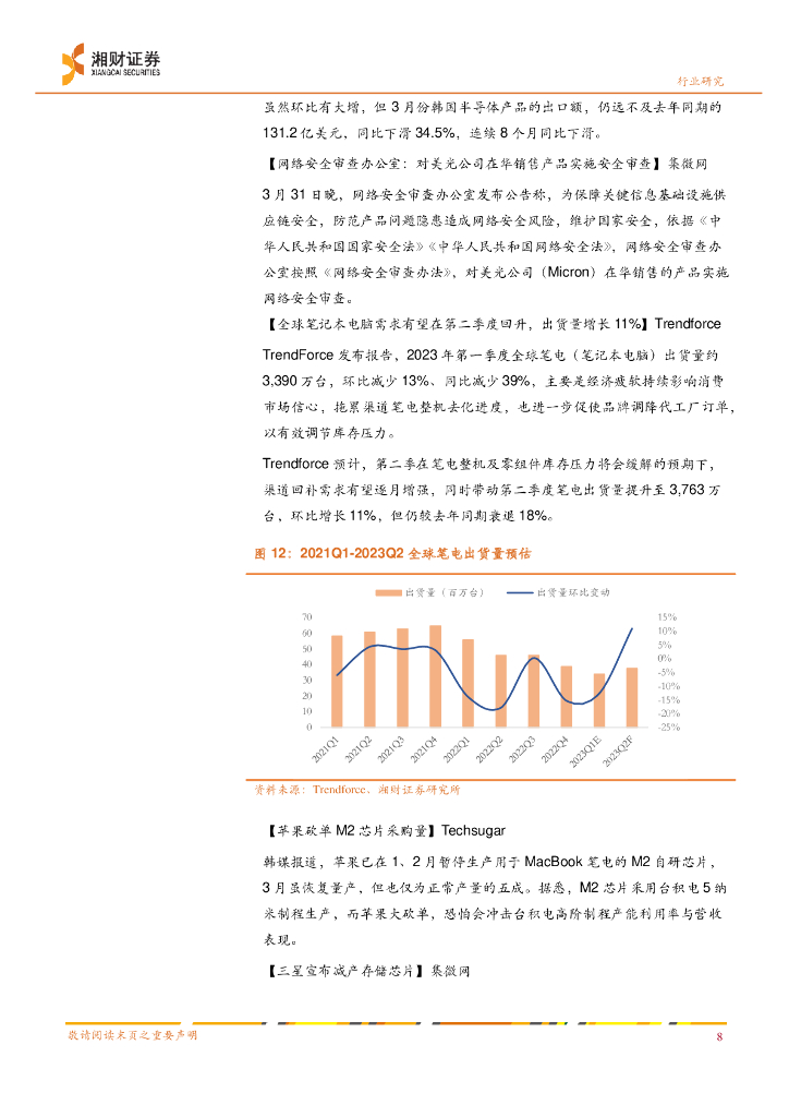 湘财证券：半导体行业双周报：关注人工智能大模型的多领域商用落地_第8页