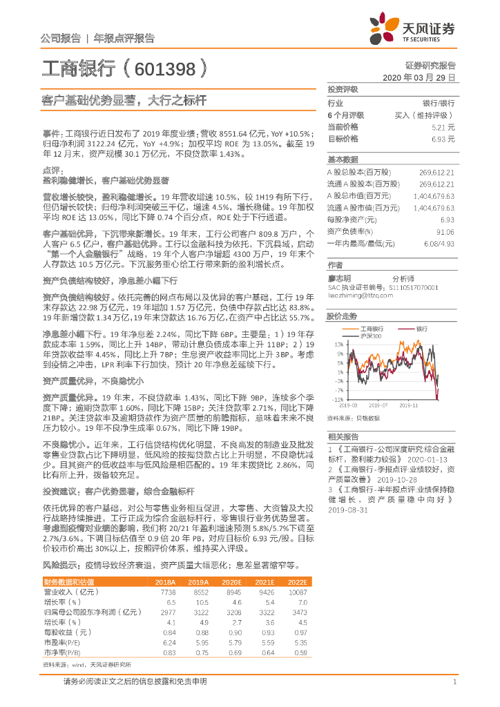天风证券：工商银行（601398）-客户基础优势显著，大行之标杆