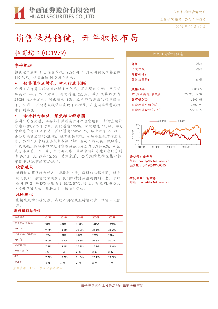 华西证券：招商蛇口（001979）-外因影响销售，积极布局拓展