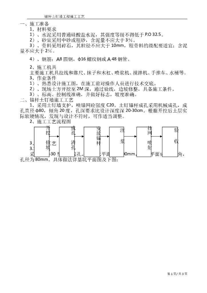 锚杆土钉墙工程施工工艺（Word）