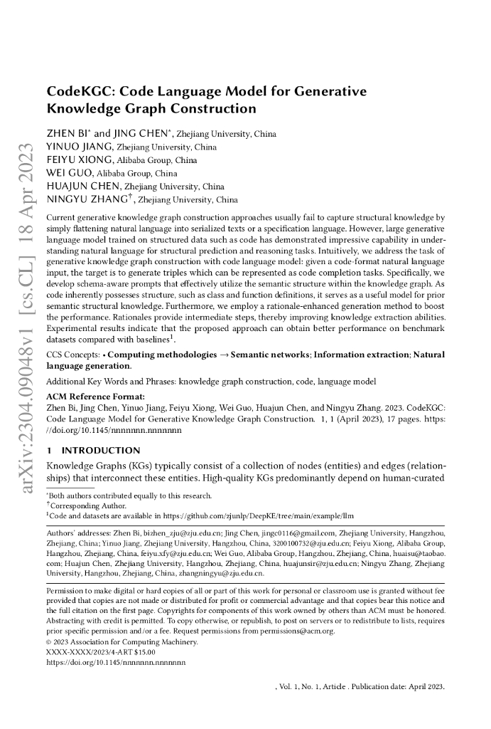 CodeKGC:基于代码的生成式知识图谱构建模型（英文版）