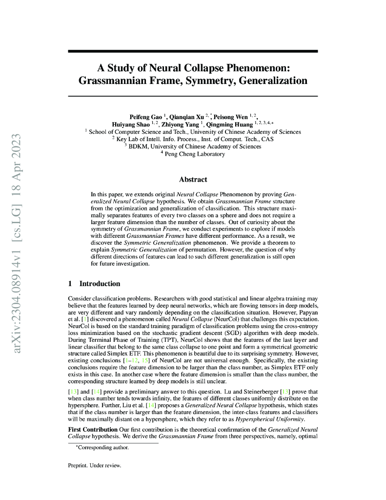 神经塌陷现象的研究：Grassmann 框架，对称性，泛化（英文版）