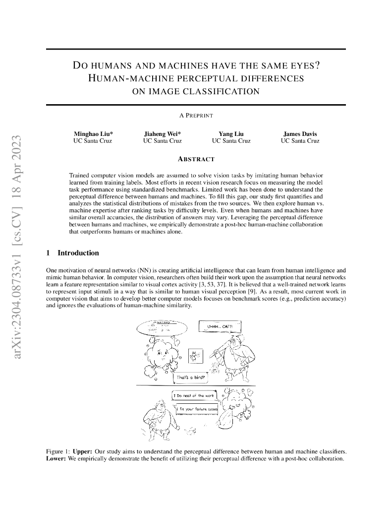 人类和机器有相同的眼睛吗？基于图像分类的人机感知差异（英文版）