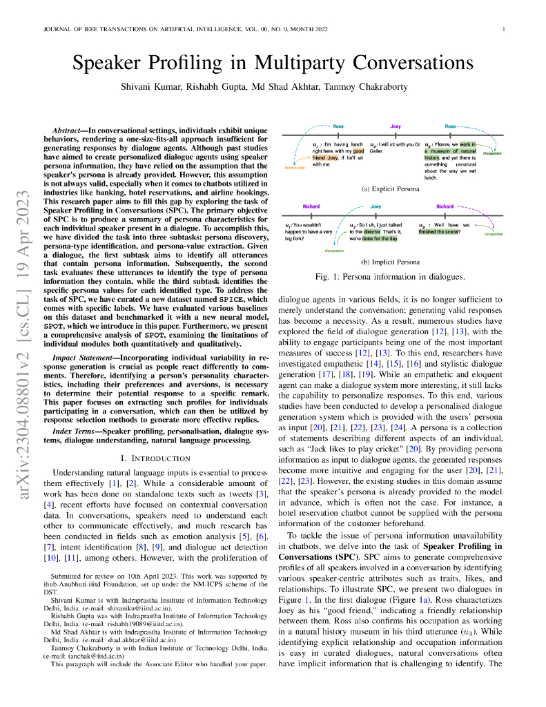 多方交谈中的发言者特征建模（英文版）