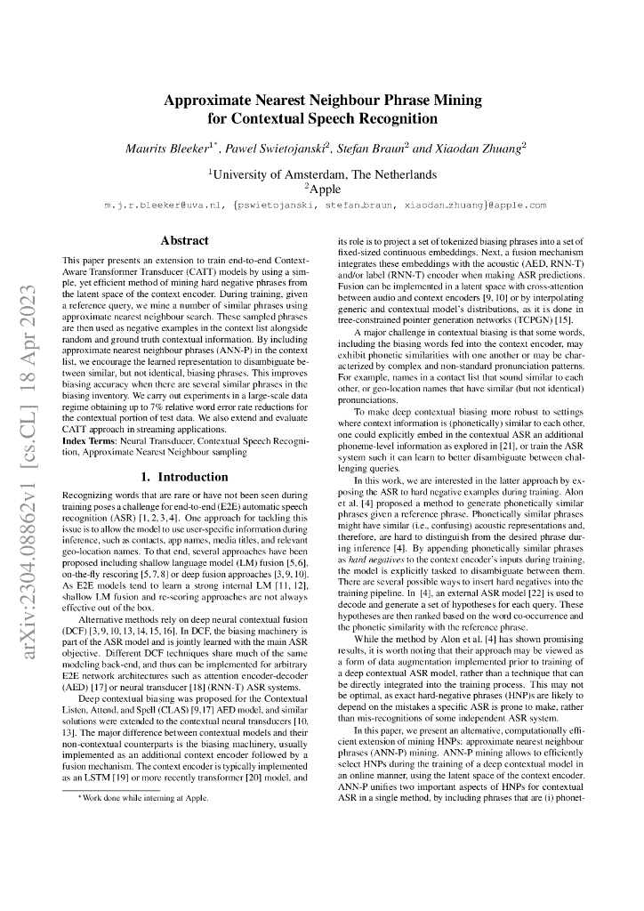 基于近似最近邻短语挖掘的语境语音识别（英文版）