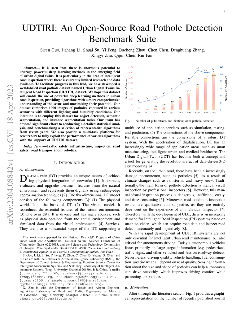 UDTIRI:一个开源的路面坑洞检测基准套件（英文版）