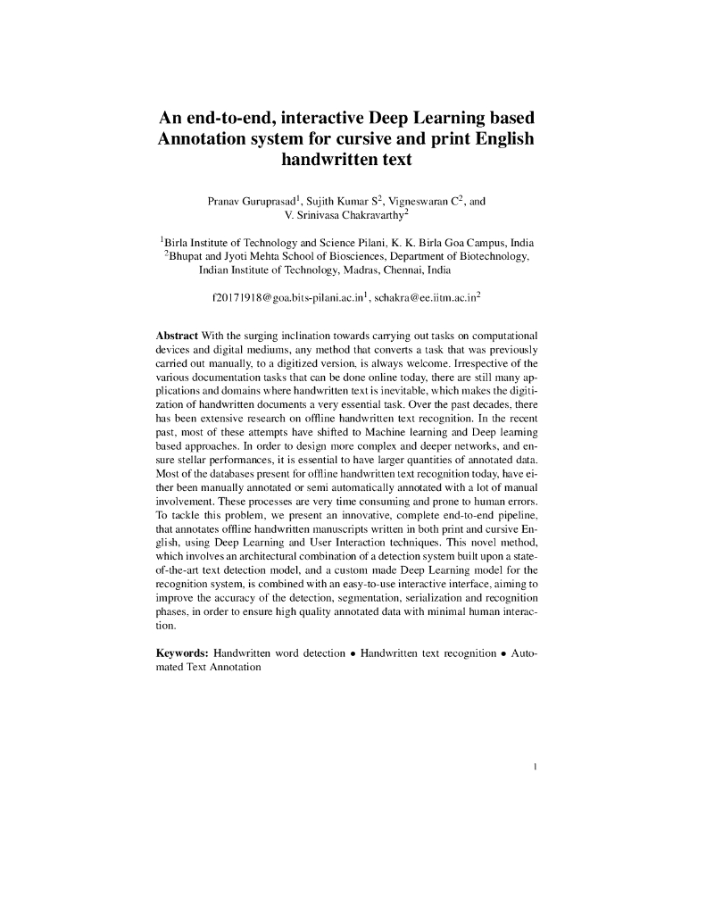 针对英文手写体草书和印刷体的端到端交互式深度学习标注系统（英文版）