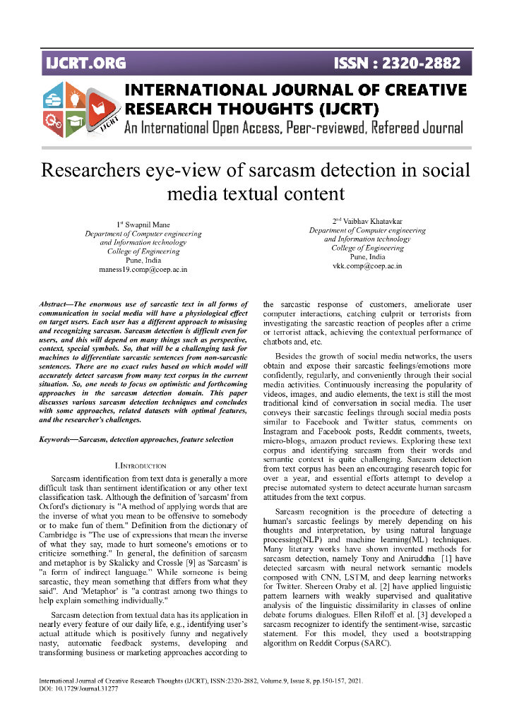 社交媒体文本中讽刺检测的研究视角（英文版）