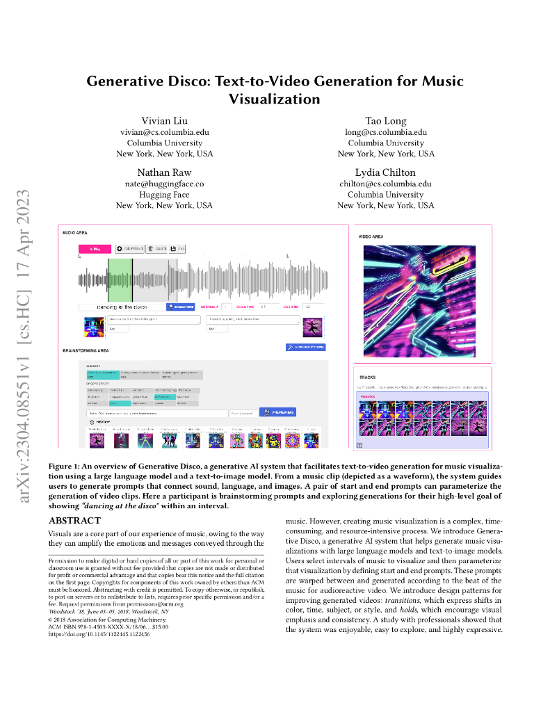 Generative Disco:音乐可视化的文本到视频生成（英文版）