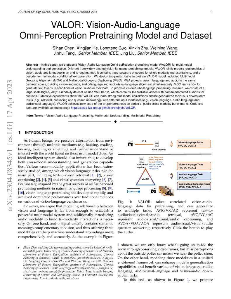 VALOR:视听语言全感知预训练模型和数据集（英文版）