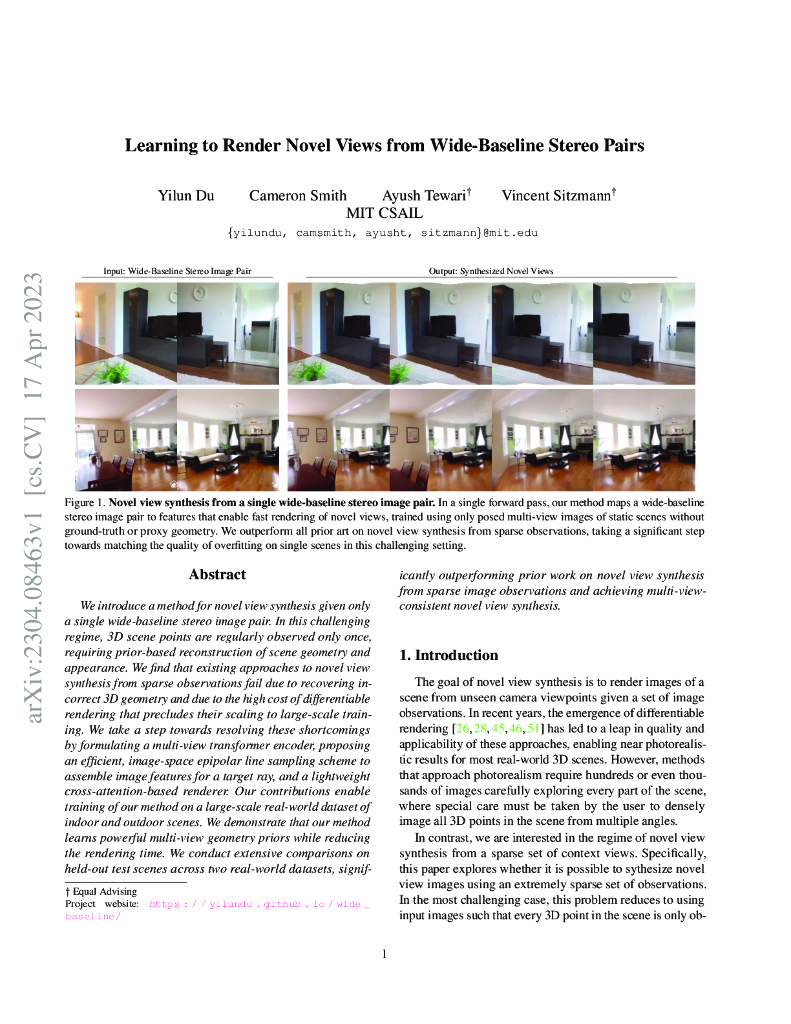 从宽基线立体对学习生成新视角（英文版）